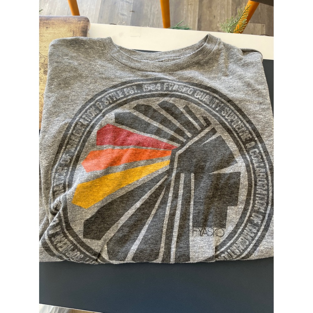 FYASKO T Shirt Graphic Print Crew Neck Mens Medium Gray‎ Short Sleeve Tee